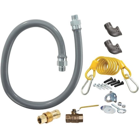 RG5036 36inGas Connector Kit W Standard Snap Quick-Disconnect 2Elbows Restraining Cable-1/2inDia